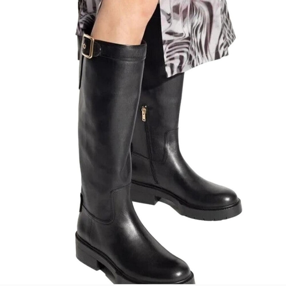 Coach Black Leigh Leather Boots - Picture 1 of 11